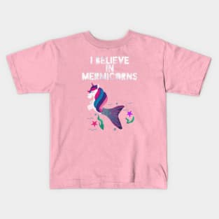 I believe in Mermicorns (pink) Kids T-Shirt